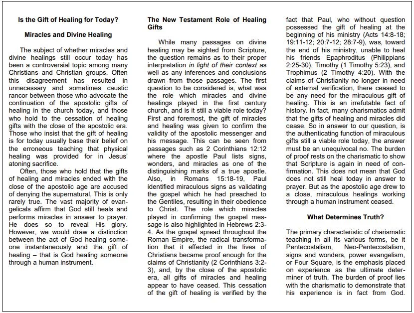 Hilltop Bible Church Position Papers, page 1