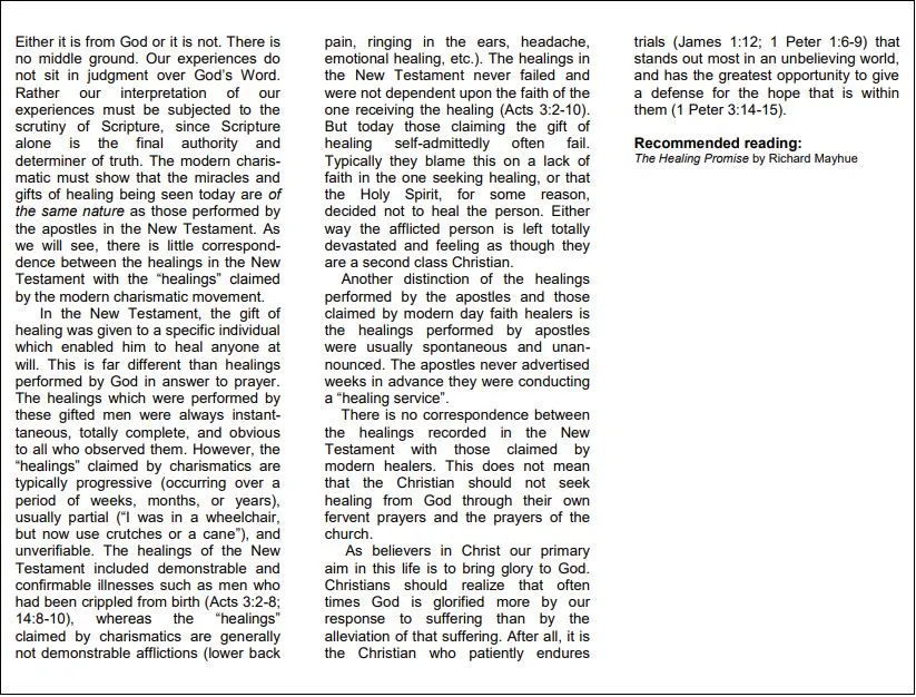 Hilltop Bible Church Position Papers, page 2